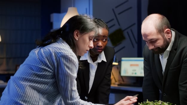 A diverse group of entrepreneurs meeting with a financial advisor in a brightly lit office, reviewing business plans and discussing funding options. The scene emphasizes collaboration and opportunity.
