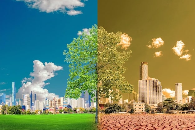 A split image showing the benefits and drawbacks of deregulation: one side displays thriving businesses and economic growth, while the other shows environmental pollution and financial instability.