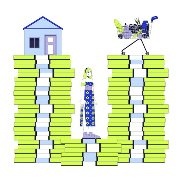 An image illustrating stacks of money representing different income levels, with the highest stack significantly larger than the others.