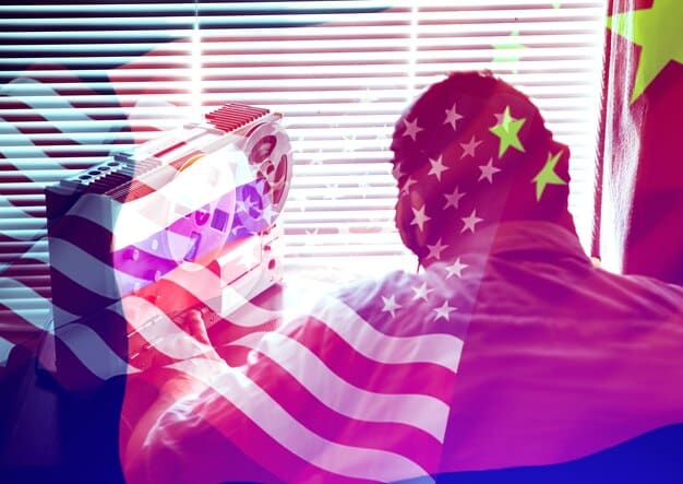 A digital illustration comparing the defense spending of the United States versus that of Russia and China, highlighting the military budget differences.