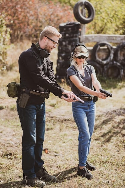 A photograph showing a person participating in a sport shooting event with an AR-15 rifle, highlighting the Republican argument that these rifles are used for recreational purposes.