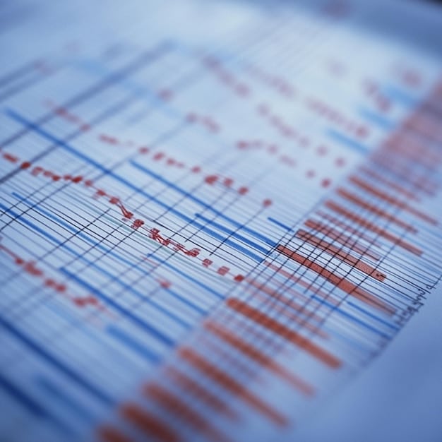 A close-up of a document with columns of numbers and graphs, highlighting the intricate details and calculations involved in the budget proposal.