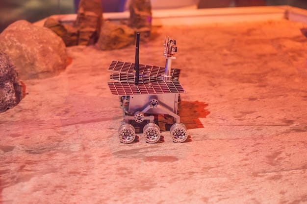 A concept art image showing a lunar base with several habitat modules, solar arrays for power, and astronauts working on lunar rovers. The overall scene depicts a thriving, self-sustaining human presence on the moon.